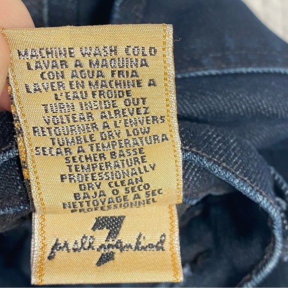 7 For All Mankind TALL Jeans Dark Wash Denim Straight Leg USA Made Women’s Sz 28 - Picture 15 of 15